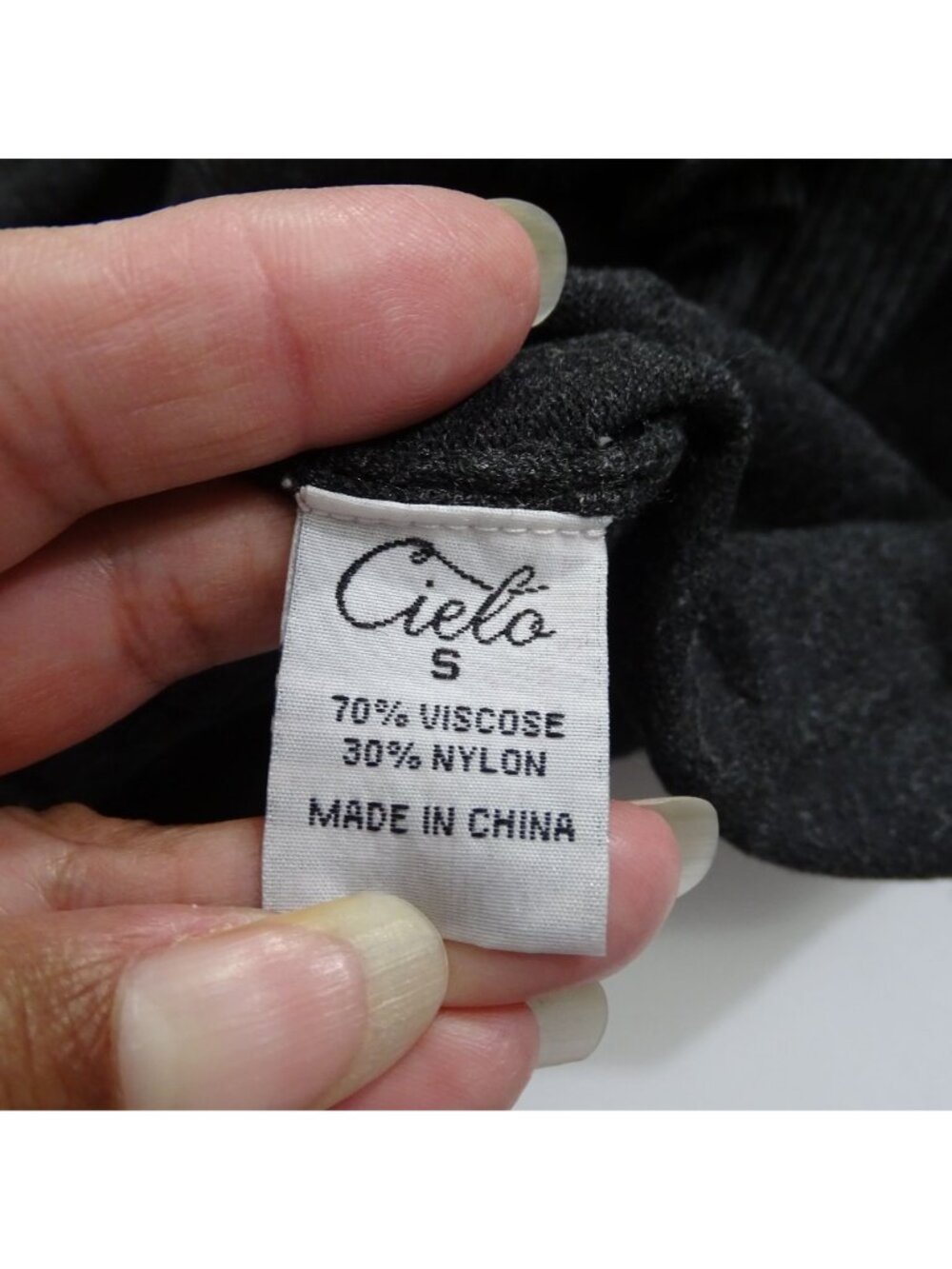 Cielo Open Front Long Knit Cardigan Sweater Charcoal Gray Women Size S Pockets - Picture 6 of 9